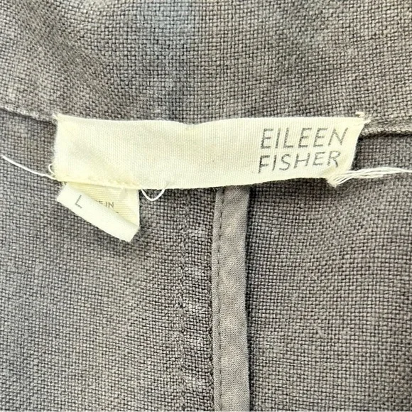 Eileen Fisher Women’s 100% Linen Grey gray button front jacket. Size large - Picture 9 of 11